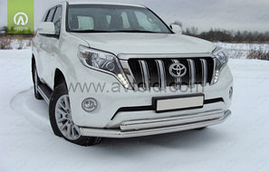 Защита переднего бампера двойная для Toyota Land Cruiser Prado 150 (2009-2017г), фото 2