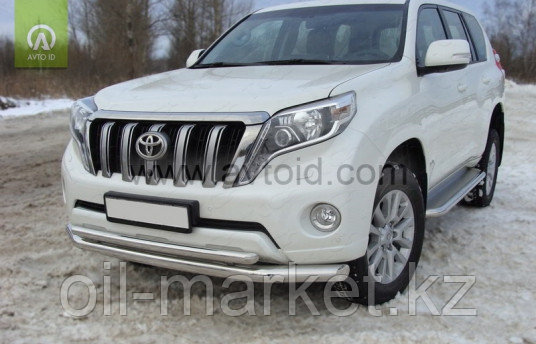 Защита переднего бампера двойная для Toyota Land Cruiser Prado 150 (2009-2017г) - фото 1 - id-p65351990