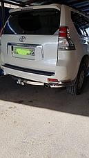 Защита заднего бампера уголки двойные для Toyota Land Cruiser Prado 150 (2009-2017г), фото 2