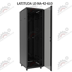 Шкаф серверный напольный LATITUDA 42U, 600*1000*1958мм, цвет черный, передняя дверь стеклянная