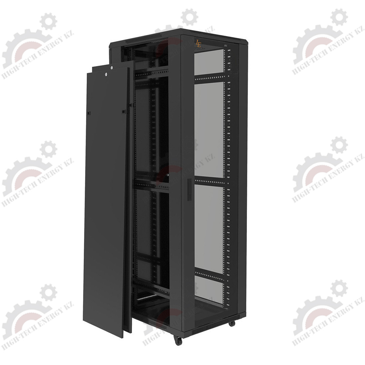 Шкаф серверный напольный LATITUDA 42U, 800*1000*1958мм, цвет черный, передняя дверь стеклянная - фото 2 - id-p57778726