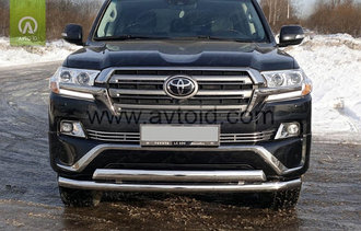 Защита переднего бампера двойная ( низ круг, верх овал) для Toyota Land Cruiser 200 ( Executive 2016-)