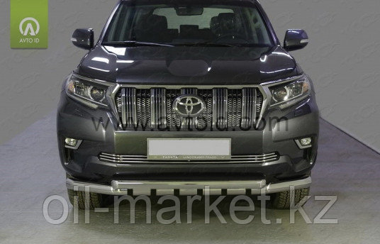 Защита переднего бампера дуги-клыки с защитой для Toyota Land Cruiser Prado 150 (2017г-)