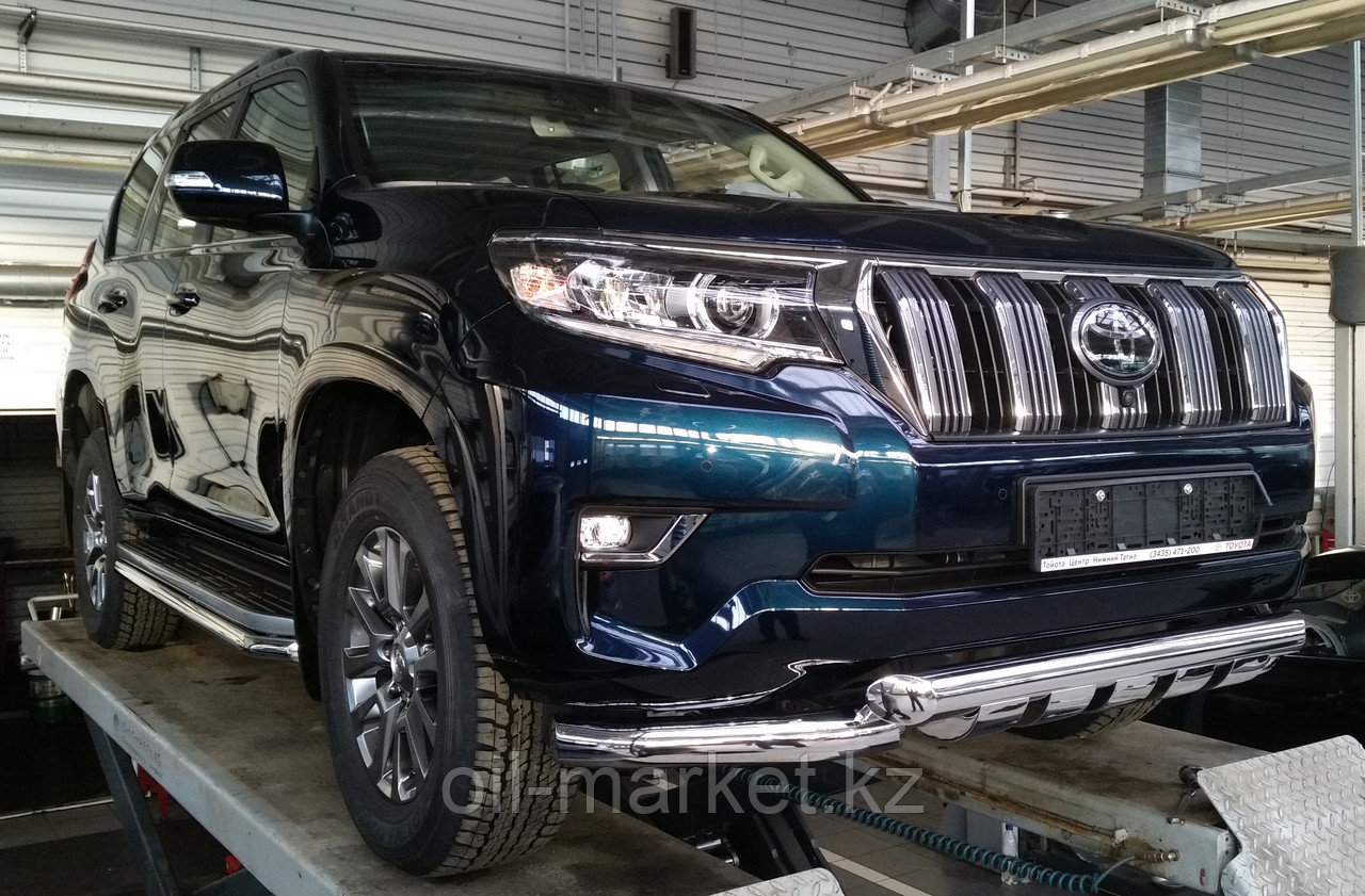 Защита переднего бампера дуги-клыки с защитой для Toyota Land Cruiser Prado 150 (2017г-) - фото 3 - id-p65378952