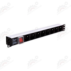 LinkBasic CFU08-D-H1.5U-2.0 панель питания 19" на 8 розеток, немецкий стандарт, 2х метровый кабель