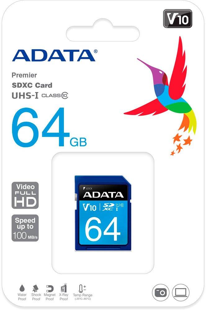 Карта памяти SD 64GB Adata класс 10 SDXC 100mb/s - фото 2 - id-p63242221