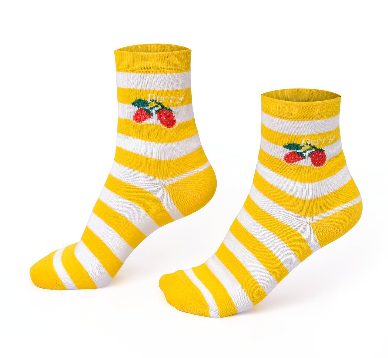 Женские носки в полоску, желтые