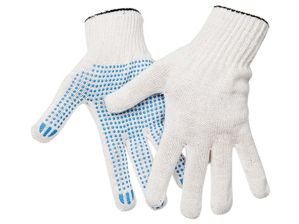 Перчатки х/б OfficeClean, стандарт,с точечным ПВХ-покрытием,4 нитки, белые
