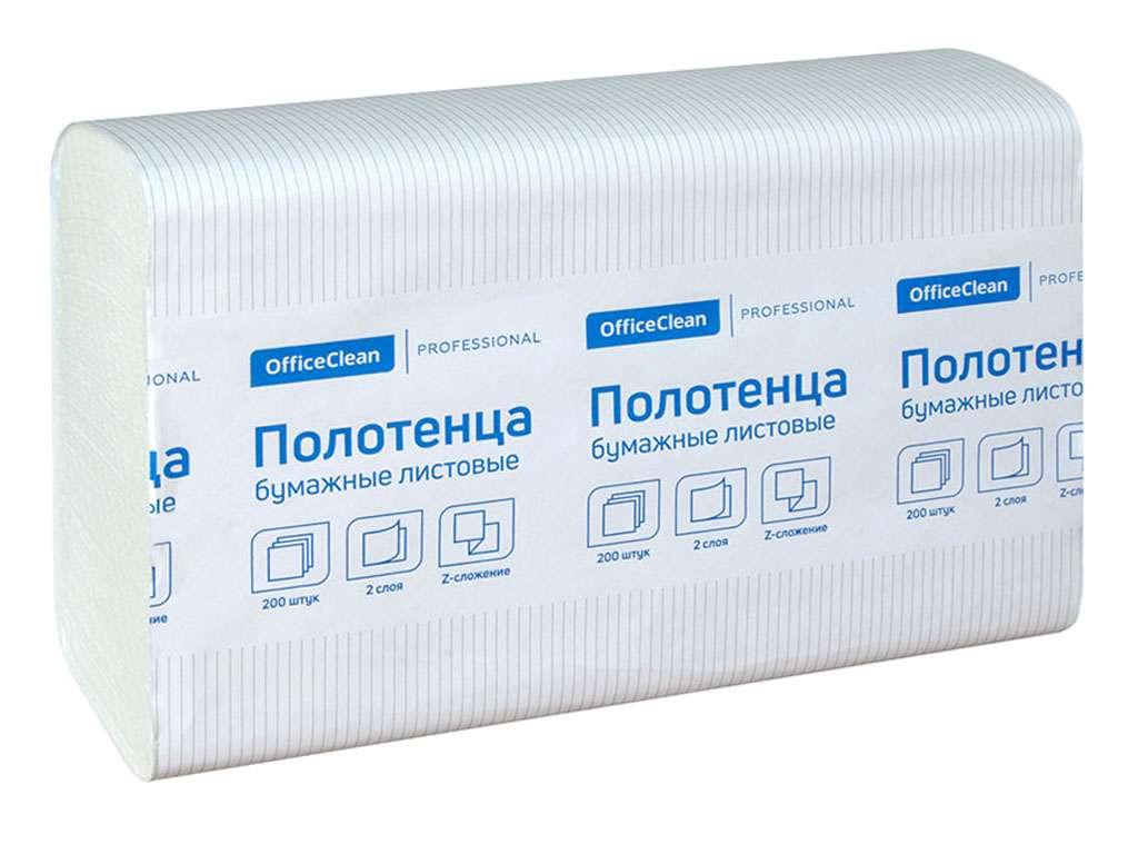 Полотенца бумажные OfficeClean "Professional", 2-х слойные, 200 листов 21,5х24 см, ZZ, белые