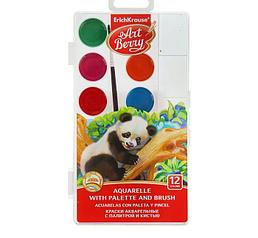 Erich Krause Краски Акварельные с палитрой и кистью, 12 цветов