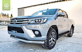 Защита переднего бампера, длинная круглая для Toyota Hilux ( 2015-2018), фото 4