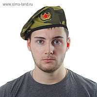 Берет военного с кокардой "Камуфляж" для взрослых, цвета МИКС