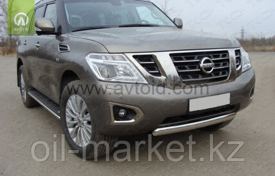 Защита переднего бампера, короткая овальная для Nissan Patrol ( 2014-)
