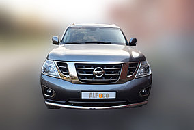 Защита переднего бампера, длинная круглая для Nissan Patrol ( 2014-), фото 1