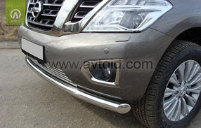 Защита переднего бампера, длинная круглая для Nissan Patrol ( 2014-), фото 4