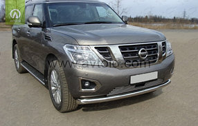 Защита переднего бампера, длинная круглая для Nissan Patrol ( 2014-), фото 5