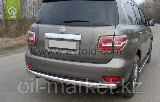 Защита заднего бампера, одинарная овальная для Nissan Patrol ( 2014-)
