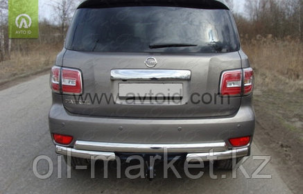 Защита заднего бампера, двойная овальная для Nissan Patrol ( 2014-), фото 3