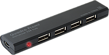 4-портовый мини-разветвитель USB 2.0 Defender Quadro Promt.  Удобный доступ к разъемам. Не препятствует