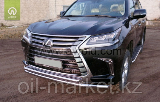 Защита переднего бампера, двойная круглая  для Lexus LX 570 (2015-)