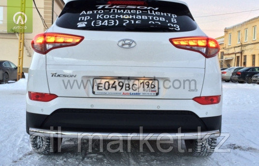 Защита заднего бампера, круглая для Hyundai Tucson (2015-2018) кроме High-Tech