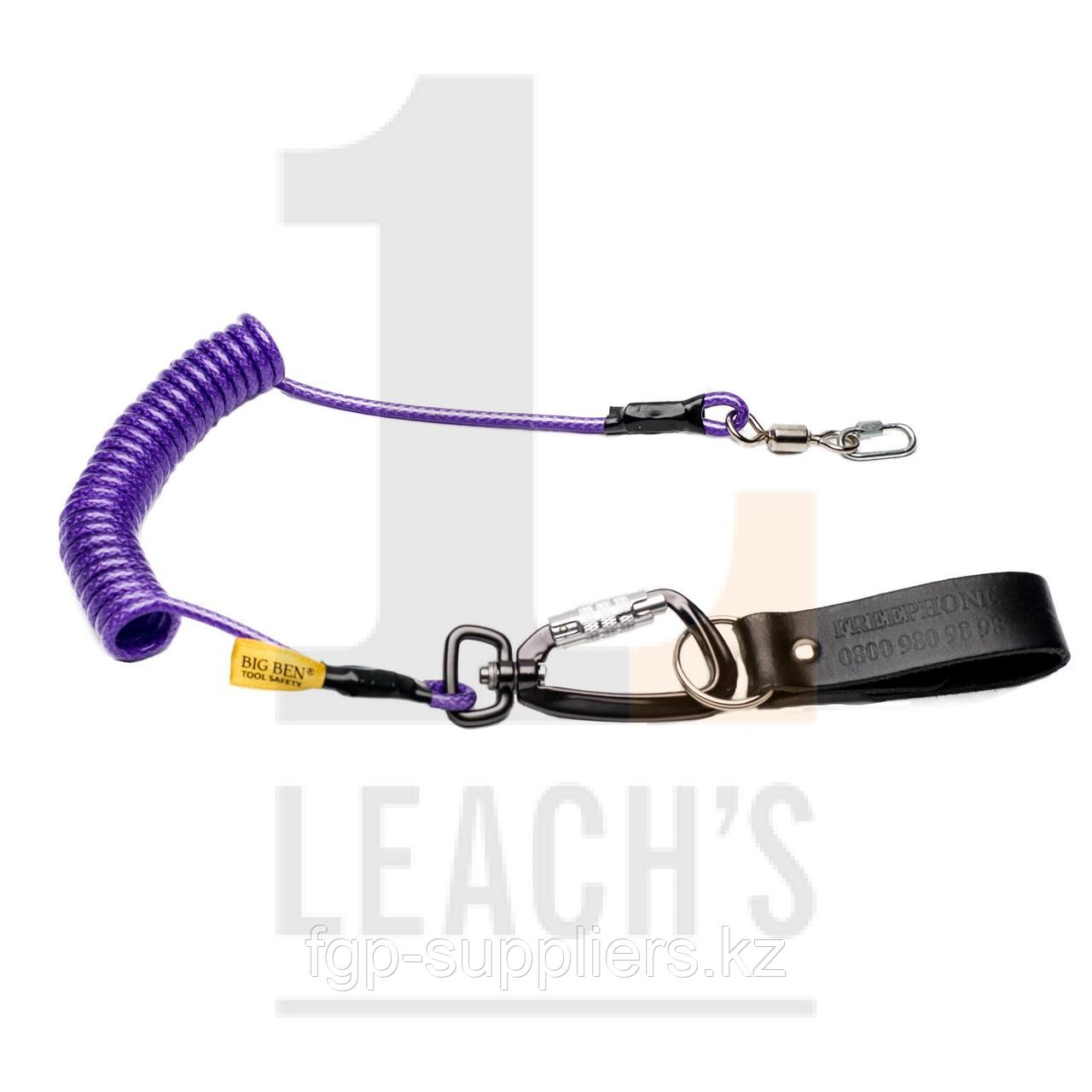 2m Tool Safety Rope with Swivel Twistlock Carabina and Extra Heavy Duty Swivel & Leather Belt Loop / 2м Шнур держатель инструментов с карабином с - фото 2 - id-p65537683