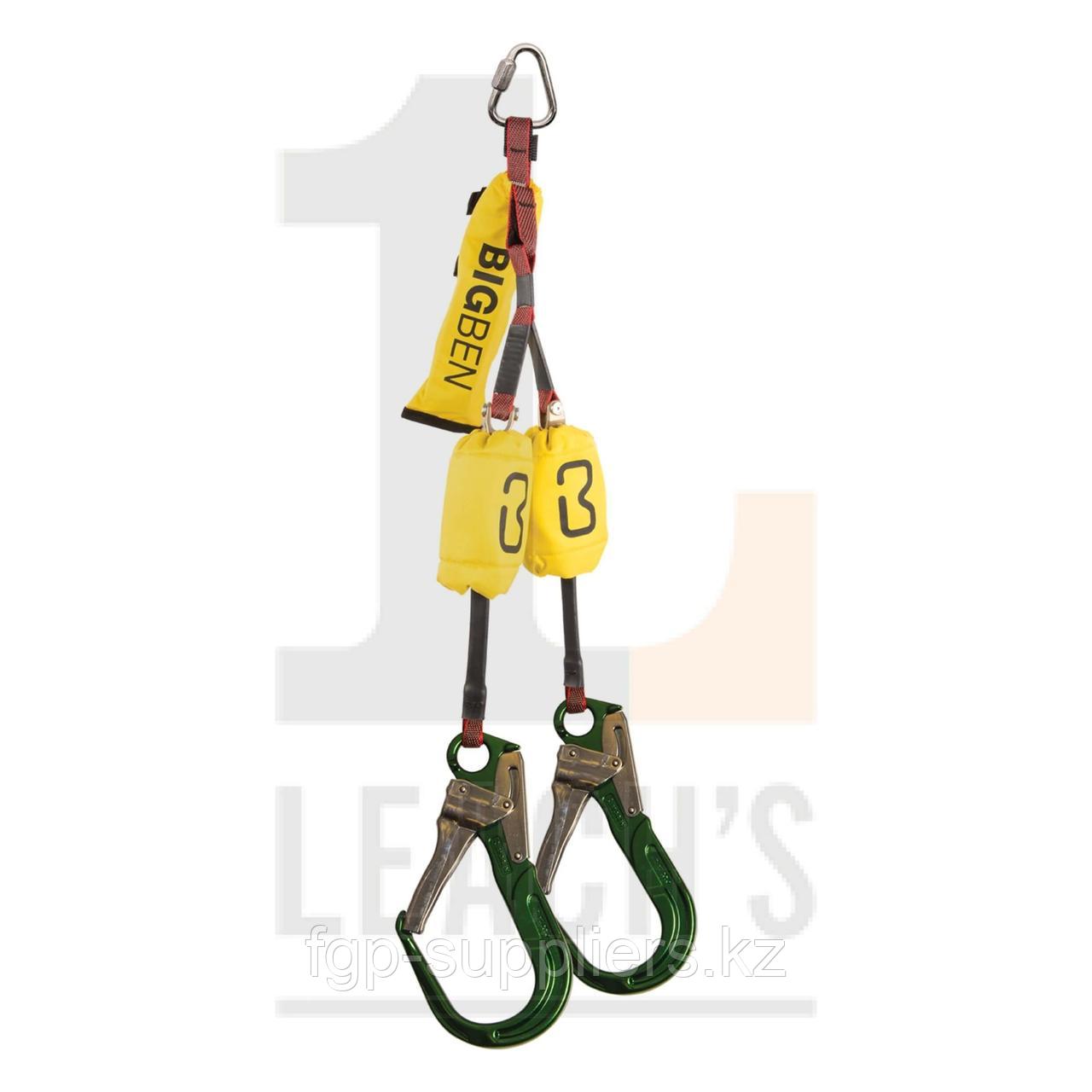 BIG BEN 2m Twin Retractable Lanyard with Large Green Alloy Scaffold Hooks / BIG BEN 2м Двойной втяжной строп с большими литыми монтажными карабинами - фото 2 - id-p65537708