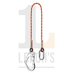 BIG BEN Braided Rope Restraint Lanyard with 1x Carabina & 1x Scaff Hook / BIG BEN плетеный страховочный строп с карабином овал и монтажный карабином