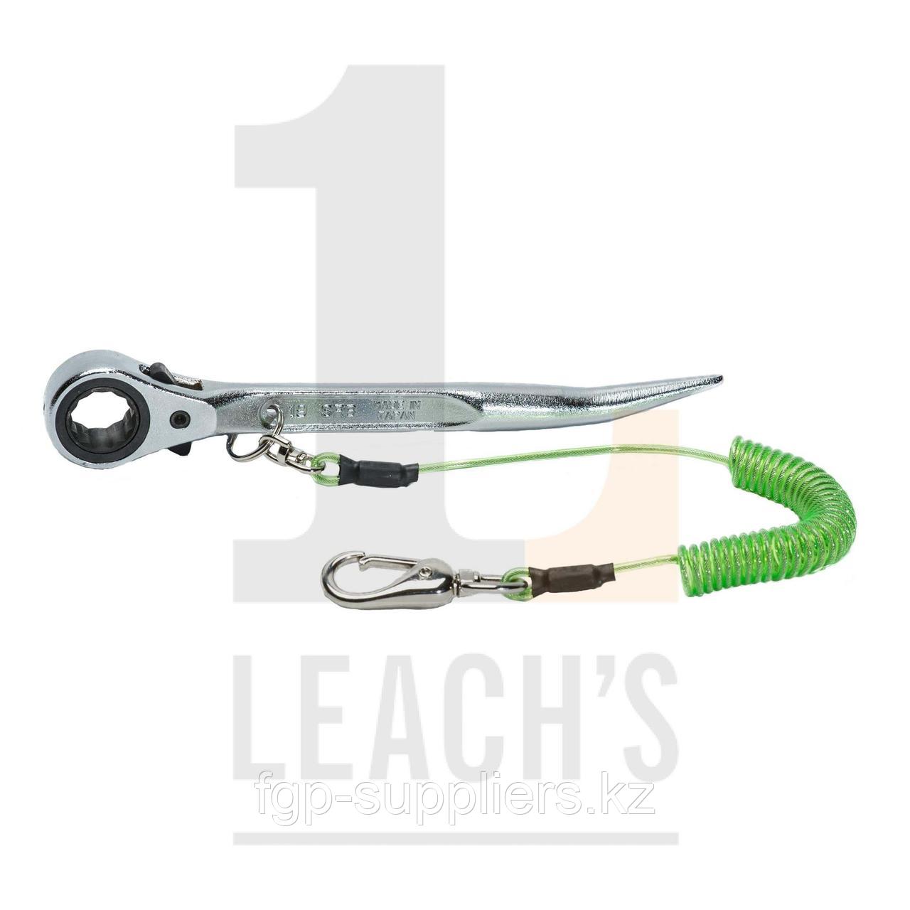 19/21mm Steel Flush Short Podger Ratchet c/w Green Deluxe Tool Safety Rope / 19/21мм Стальной изогнутый короткий ключ трещоточный силовой в/к шнур