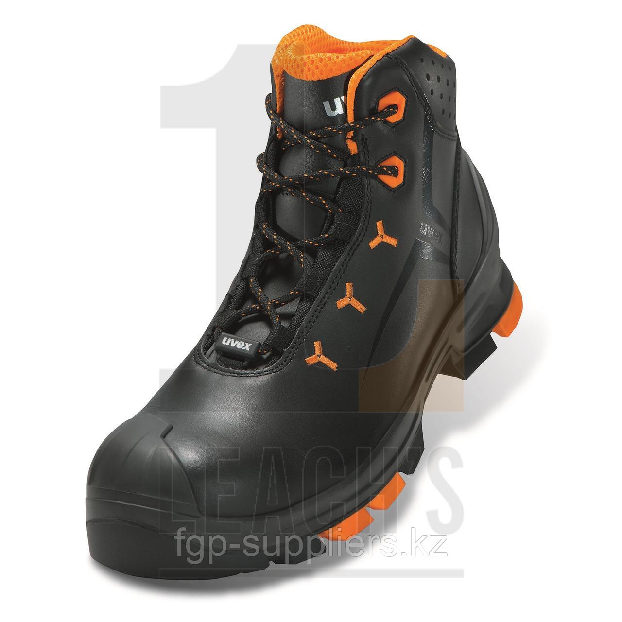 Uvex 2 Lightweight Metal Free Mega Grip Black/Orange Safety Boots / Uvex 2 Легкие безметаловые черно-оранжевые защитные ботинки со сцеплением на - фото 1 - id-p65537920