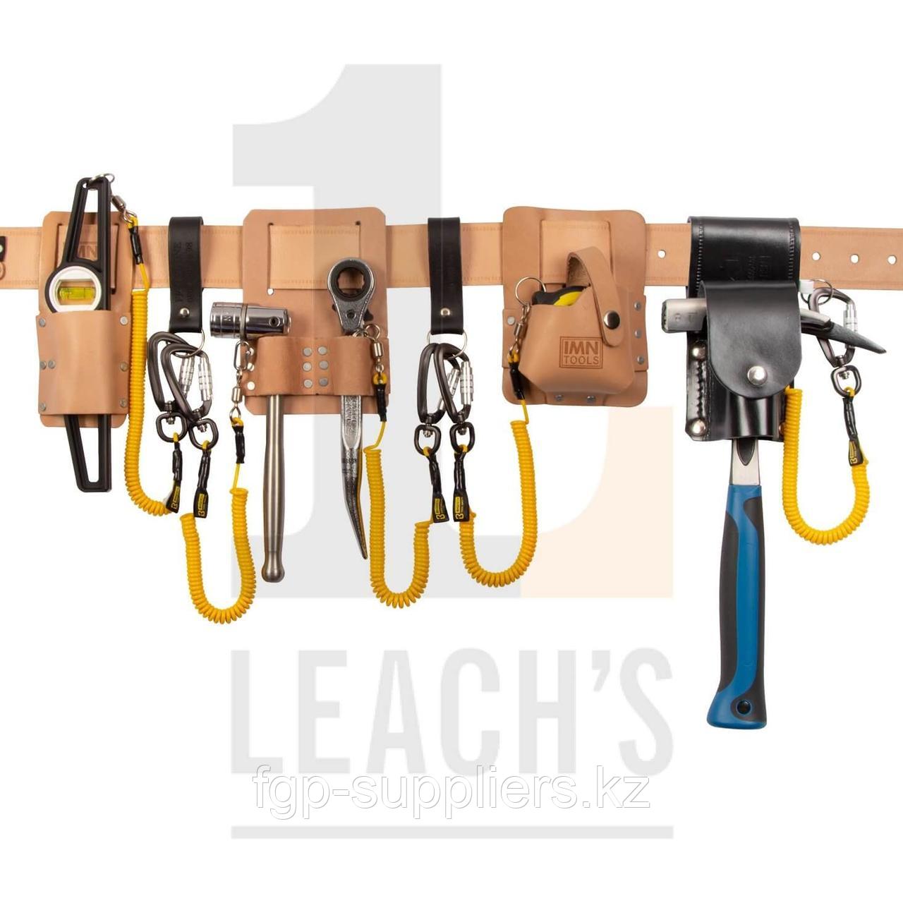 IMN Contractors Leather Tethered Tool & Belt Set c/w Hammer - Natural / IMN кожаный комплект инструментов на страховочном ремешке в/к молоток -
