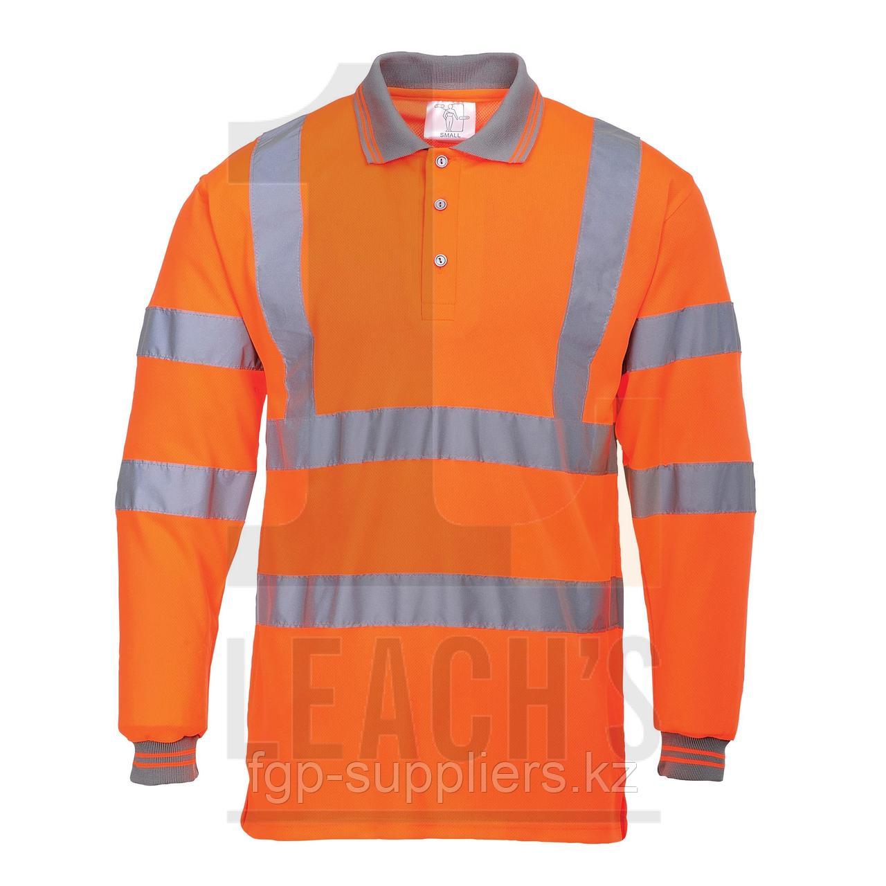 Hi-Vis Railtrack Orange Long Sleeve Poloshirt / Railtrack Оранжевый сигнальный поло с длинным рукавом