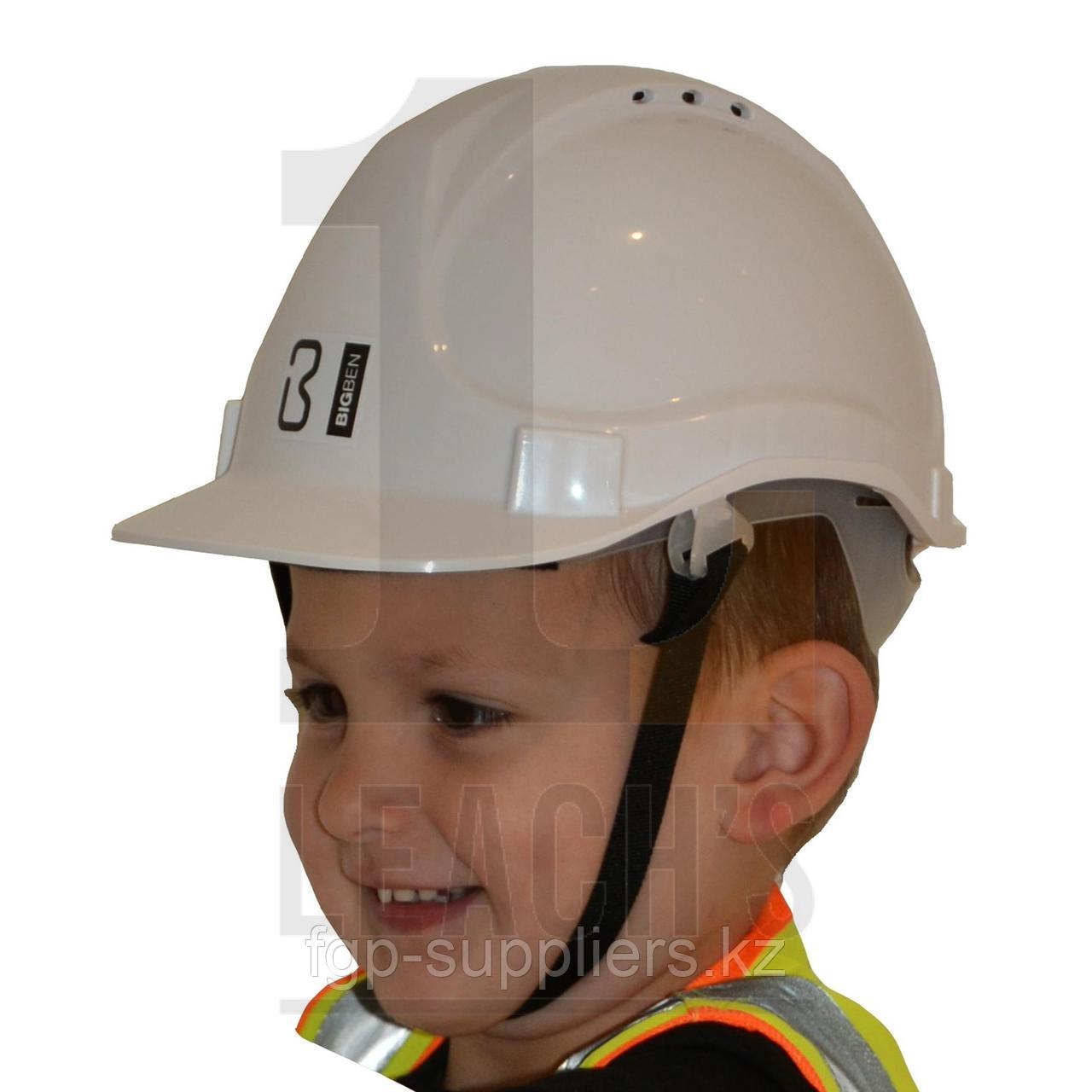 BIG BEN Kids White Safety Helmet with Chin Strap / Биг-Бен детская белая защитная каска с подбородочным ремешком