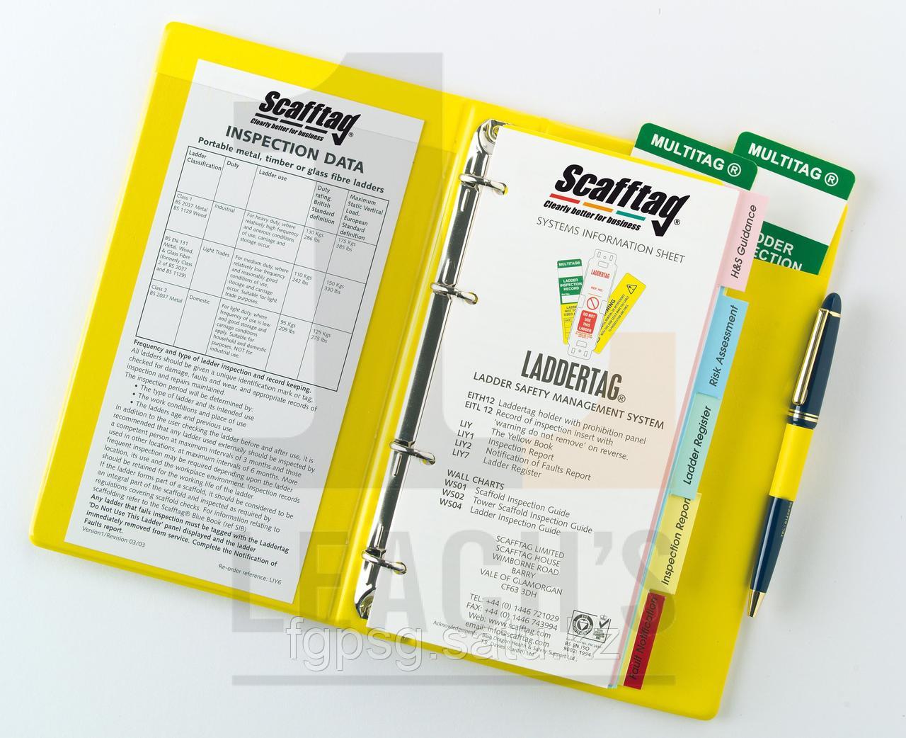 ScaffTag Ladder Inspection Record Yellow Book / ScaffTag Журнал учета проверок стремянок желтого Цвета