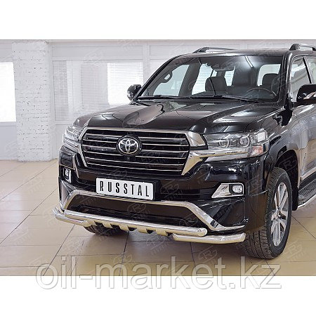 Защита переднего бампера c защитой  Shark для Toyota Land Cruiser 200 ( Executive 2016-)