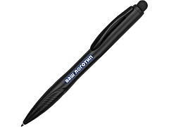 Ручка-стилус шариковая Light, черная с синей подсветкой