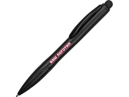 Ручка-стилус шариковая Light, черная с красной подсветкой, фото 2