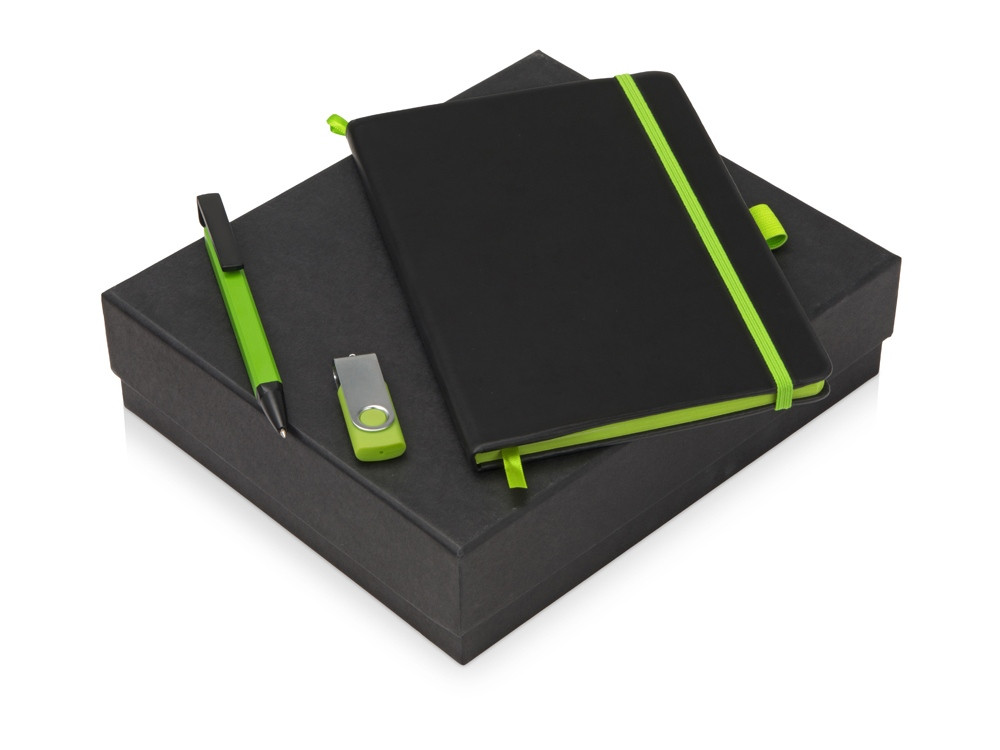 Подарочный набор Q-edge с флешкой, ручкой-подставкой и блокнотом А5, зеленый - фото 1 - id-p65547634