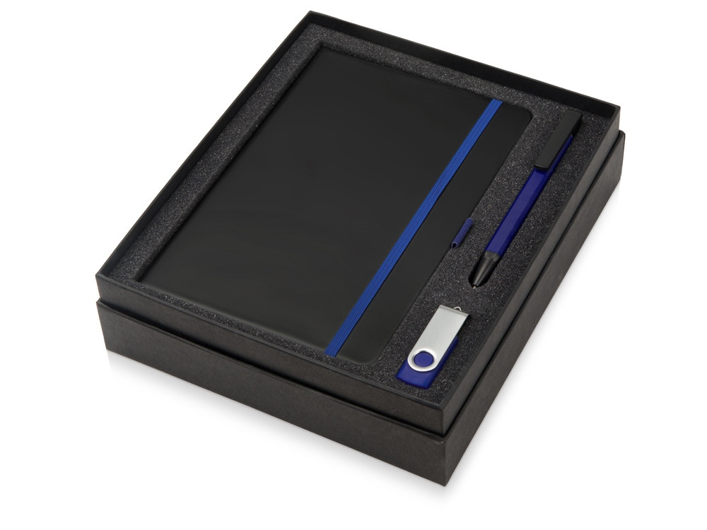 Подарочный набор Q-edge с флешкой, ручкой-подставкой и блокнотом А5, синий - фото 2 - id-p65547636