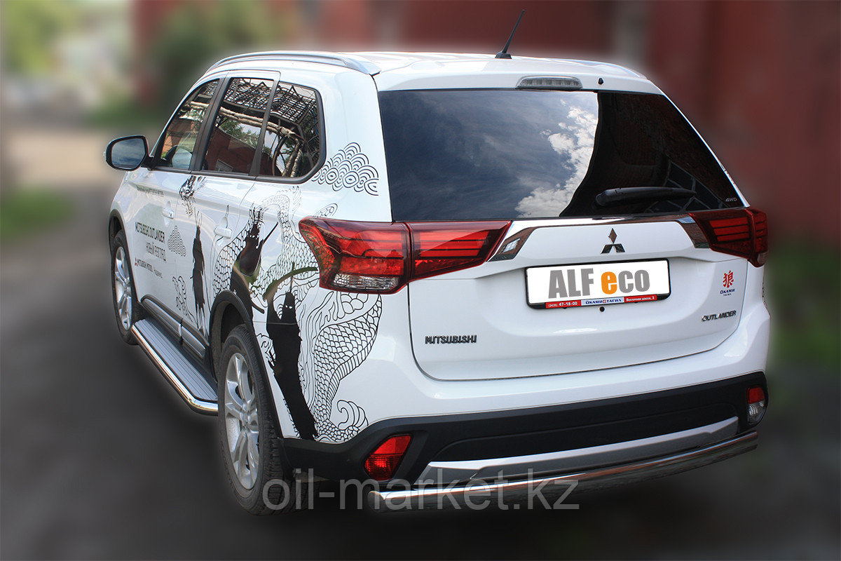 Защита заднего бампера, овальная для Mitsubishi Outlander (2015-2018)