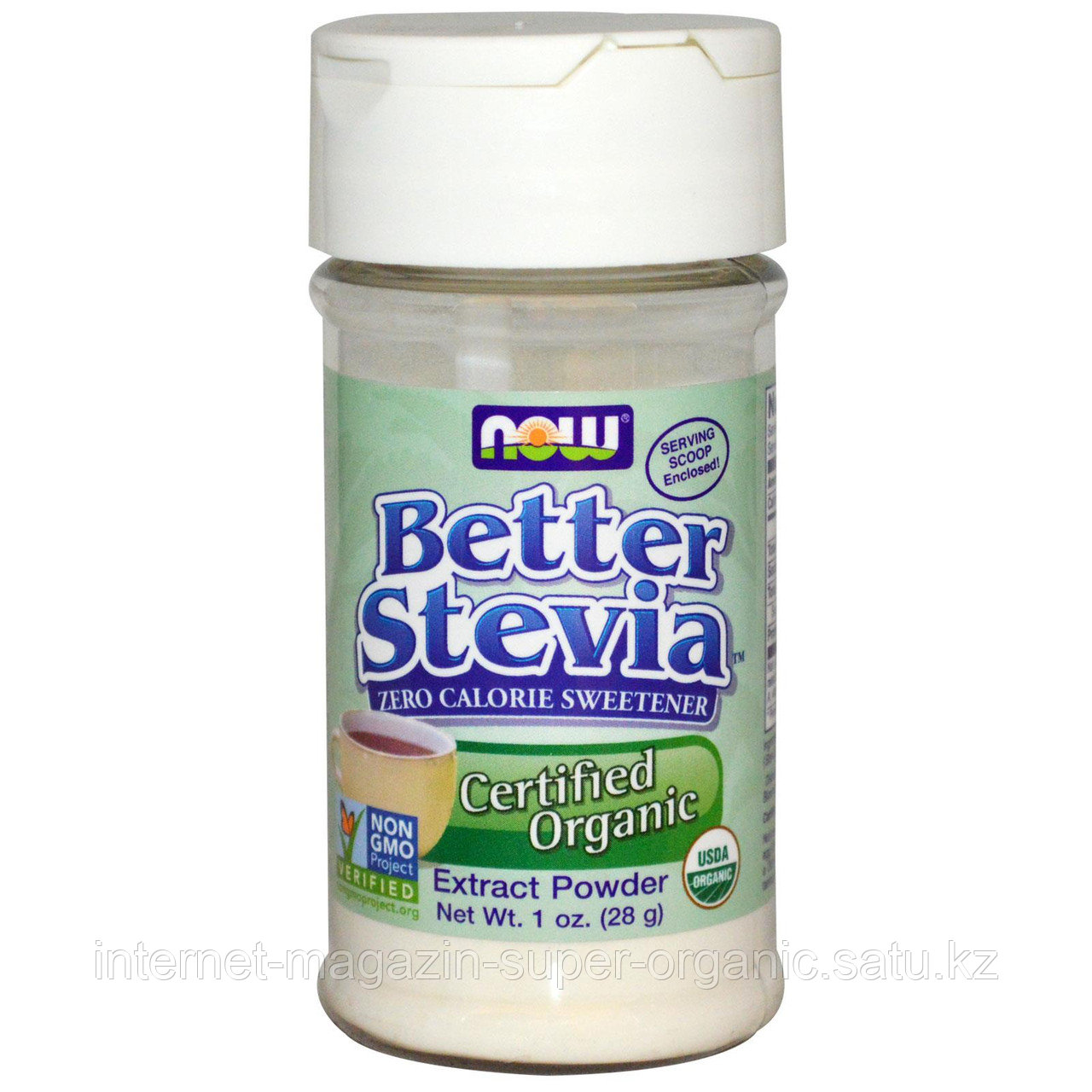 Стевия 100%, без добавок и наполнителей, экстракт порошок, 28 г, Now Foods
