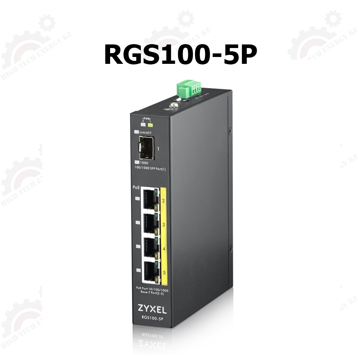 5-портовый неуправляемый коммутатор с поддержкой PoE, 240 Вт PoE, DIN Rail, IP30, 12-58V DC - фото 1 - id-p65653207