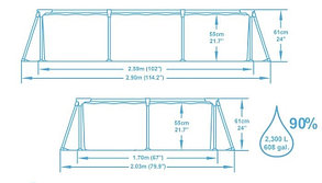 Каркасный прямоугольный бассейн Bestway 56403 (259 х 170 х 61 см, на 2300 литра), фото 2