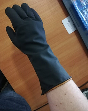 Перчатки резиновые черные. ХL (Удлиненный рукав), фото 2
