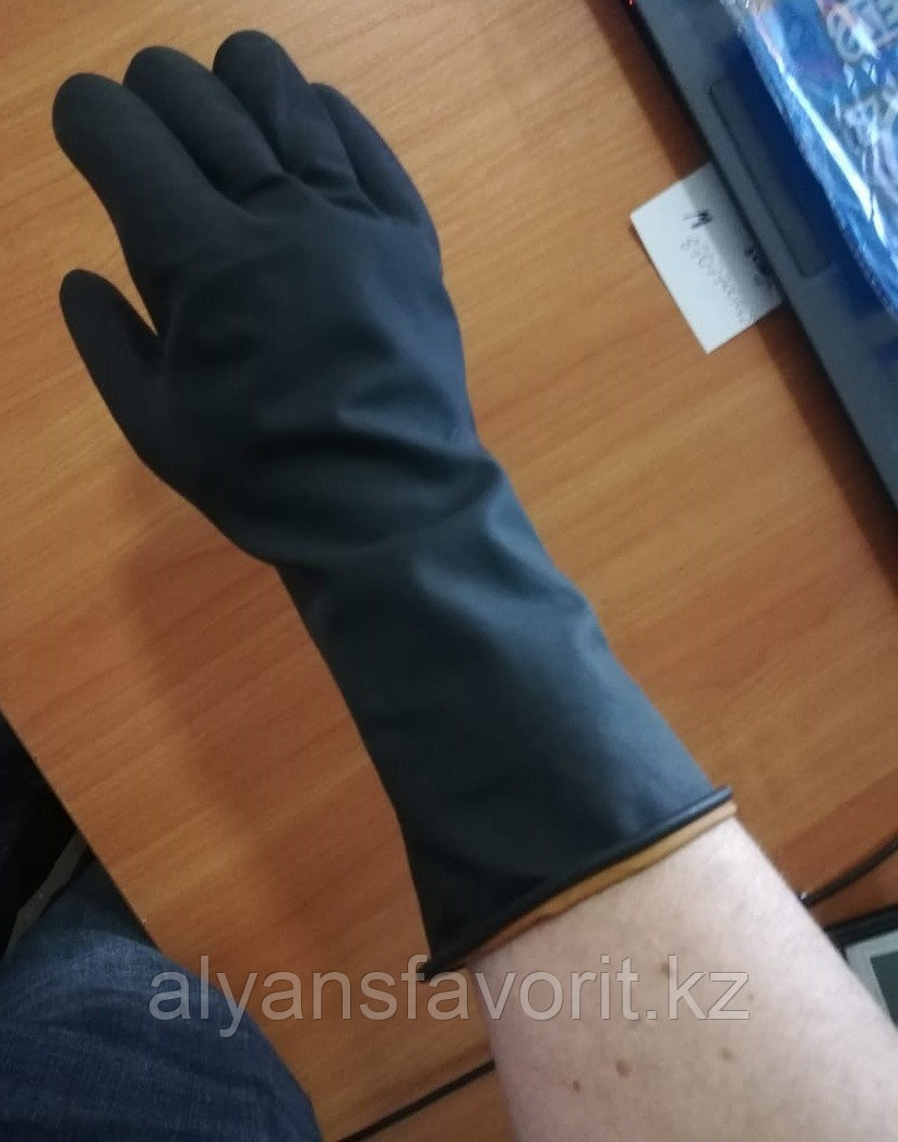 Перчатки резиновые черные. ХL (Удлиненный рукав) - фото 2 - id-p65685781