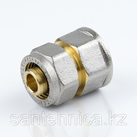 Муфта для м/п трубы с внутр. резьбой Дн 32х1 1/4" обжим латунь никель VT 302, фото 1