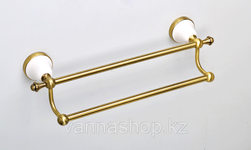 Настенный держатель для полотенец (двойная штанга) золотистого цвета