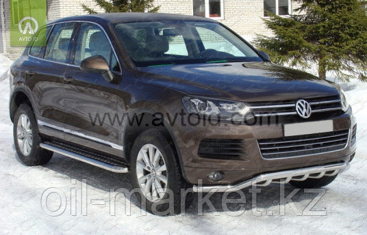 Защита переднего бампера, волна с защитой для Volkswagen Touareg (2010-2014) (2014-2018)