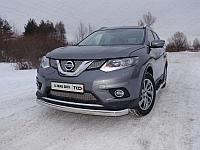 Защита переднего бампера, овальная, длинная с углами для Nissan X-Trail T32 (2015-2018)