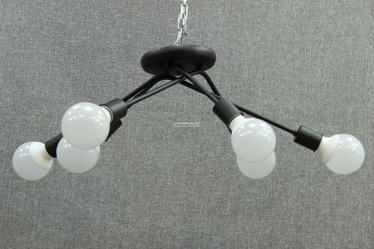 Люстра потолочная черная 6-ти ламповая в стиле Modern